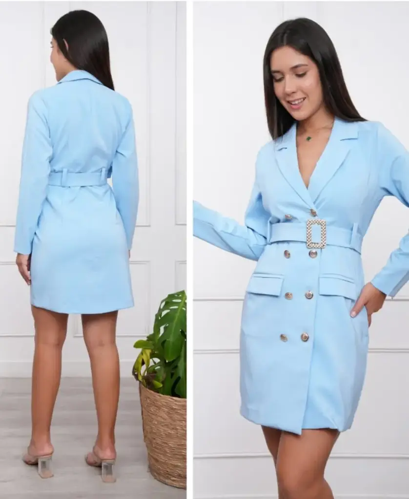 Vestido Blazer con Cinturón (Rosado)